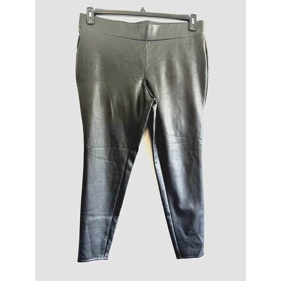 Loft Woman's Faux Leather Pull On Leggings Size 14 Grunge Moto Rock Punk Retro - Picture 1 of 16